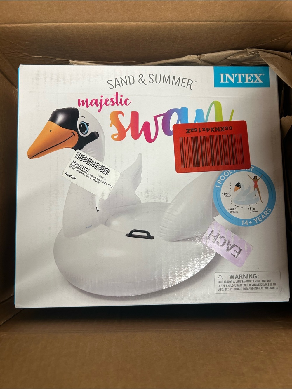 INTEX Majestic Swan Inflatable Pool Float - White